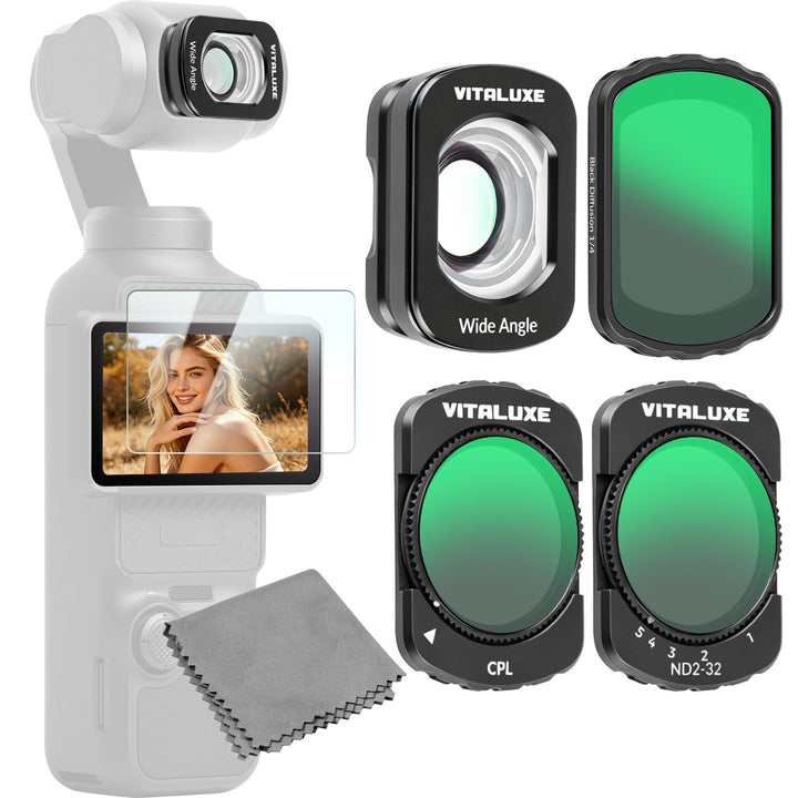 VUTALUXE CPL Schwarz Diffusionsfilter 1/4 VND2-32 Weitwinkelobjektiv für DJI Osmo Pocket 3 / Osmo Po