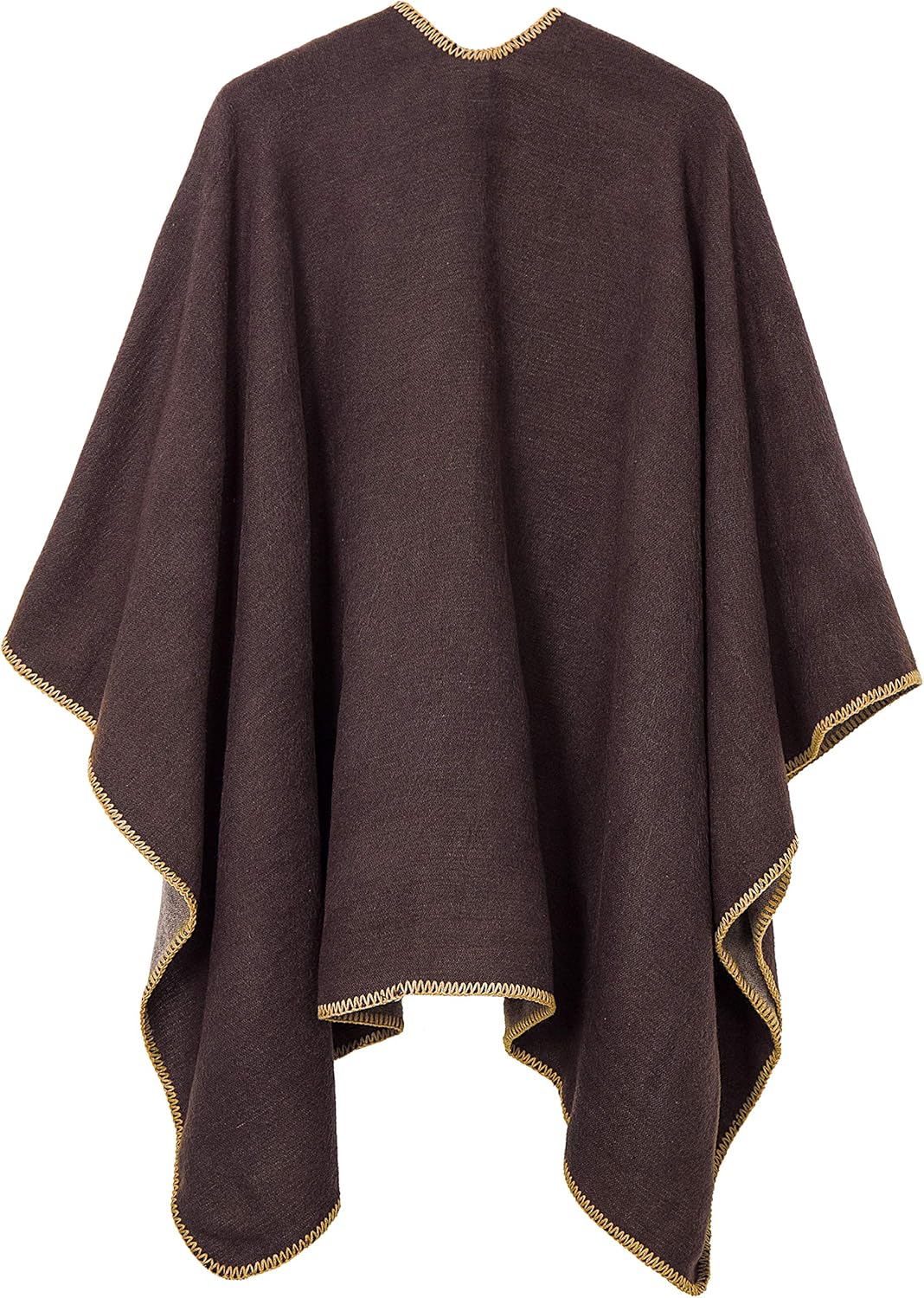Damen Vintage Farbblocking Schal Wrap Open Front Poncho Übergrosse Winterdecke Elegant Cape Coat Ein