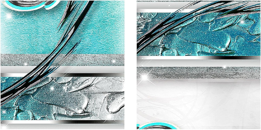 Runa Art Bild Modern Abstrakt - Made in Germany - Wandbilder Grau Türkis Blau 4 Teilig 108142a 100 x