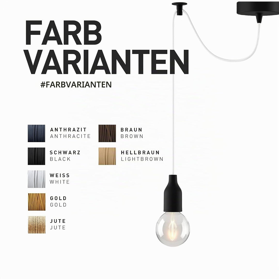 smartect Textilkabel gedreht 3-Adrig (3 x 0.75 mm²) Weiss, 5 Meter | Vintage Lampenkabel Stoff, Stro