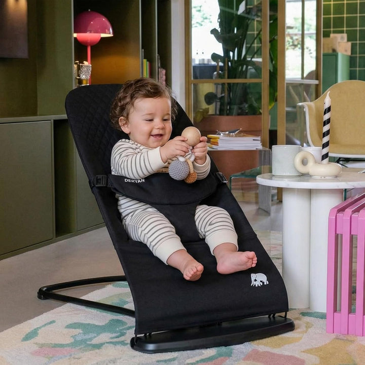 DERYAN Buddy Babywippe – Ergonomisch & Weich – Verstellbar & Klappbar – Reise-Wippe für Babys 0–9 kg