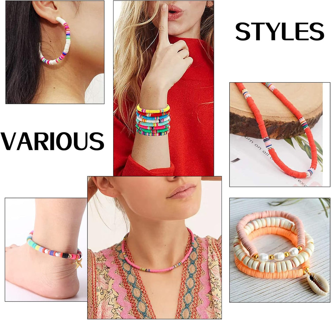 BIBOKLTIY 144 Farben Perlen zum Auffädeln, 6mm Polymer Clay Perlen Set mit Buchstabenperlen, Heishi