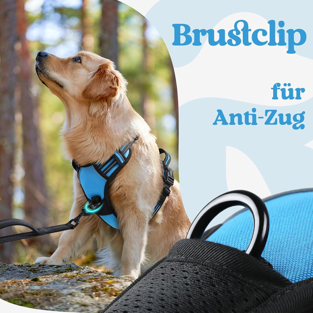 rabbitgoo Hundegeschirr Grosse Hunde, Verstellbare Geschirr Hund ohne Zug &amp; Würgen, Anti Zug Hundege