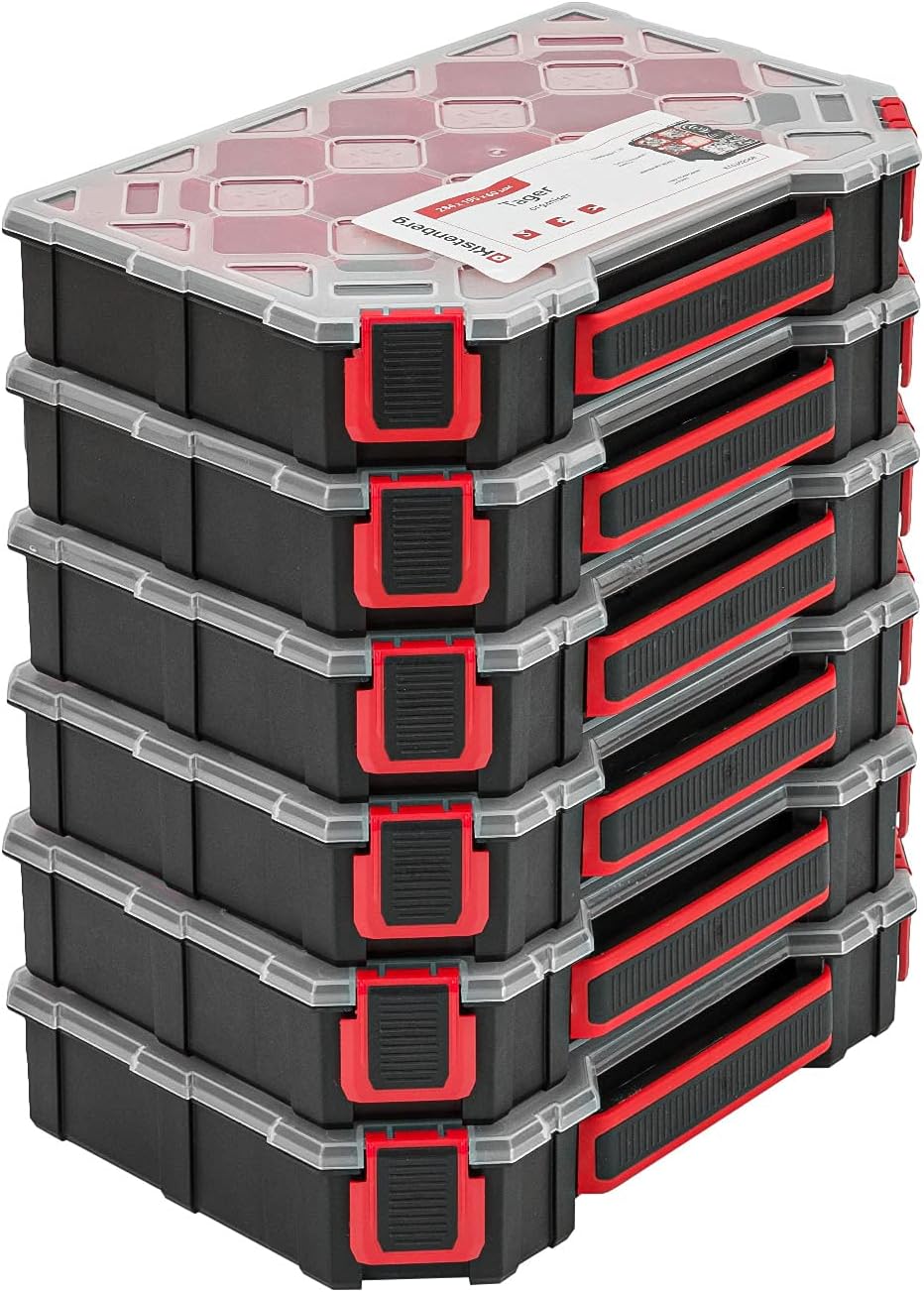 6x Sortimentskasten Kleinteilemagazin mit Transparent Deckel Sortierkasten Sortierkoffer Werkzeugbox