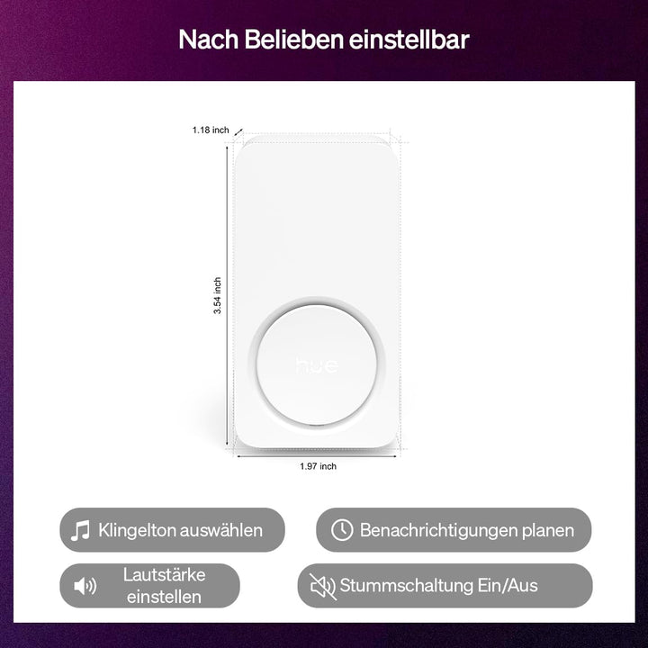 Philips Hue Secure Smart-Türklingel, Ton-Echtzeit-Benachrichtigungen, passt an jede Steckdose, läuft