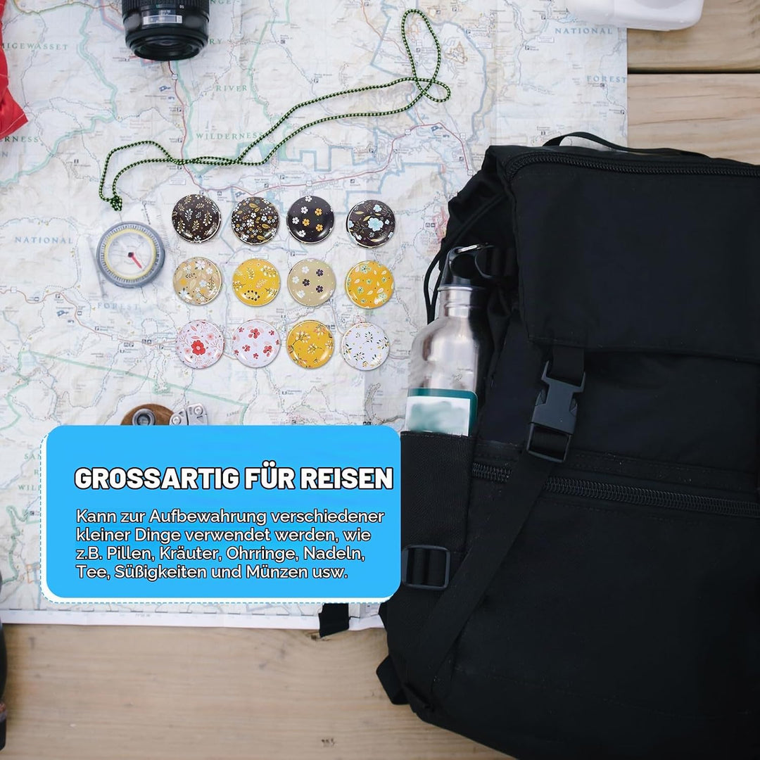 Healifty Healifty 12 Stück Mini-Metall-Leerdosen, runde Blechdosen, Vintage-Weissblechbehälter für T