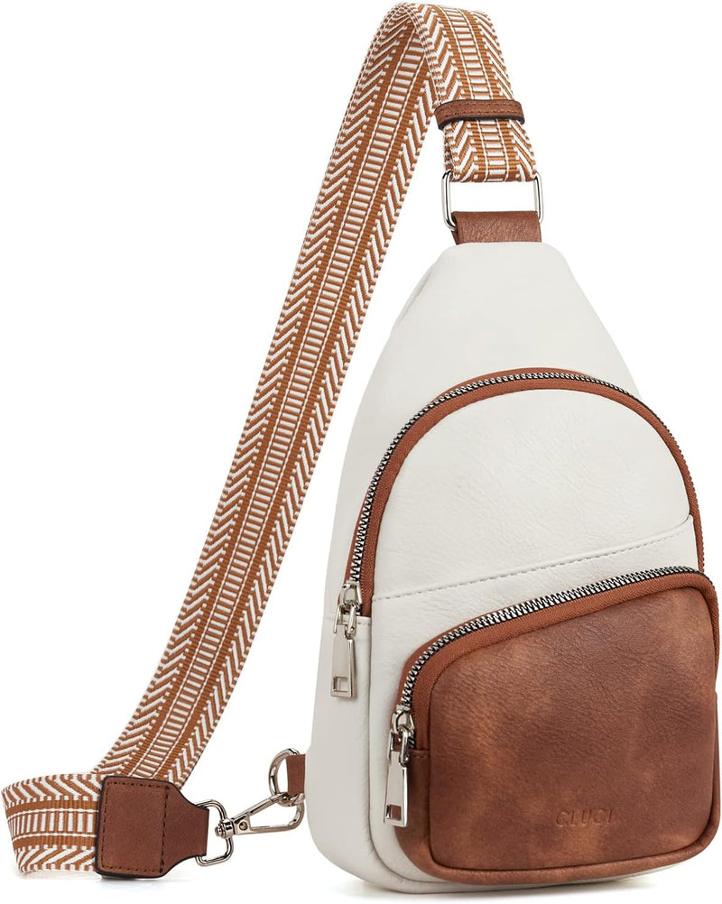 CLUCI Klein Brusttasche Damen Crossbody Bag, Sling Bag PU Leder für Damen und Herren, kleine Umhänge