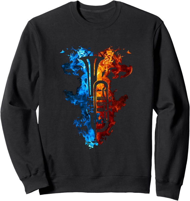 Feuer Trompete Flammen Trompetenspieler Blasmusik Instrument Sweatshirt