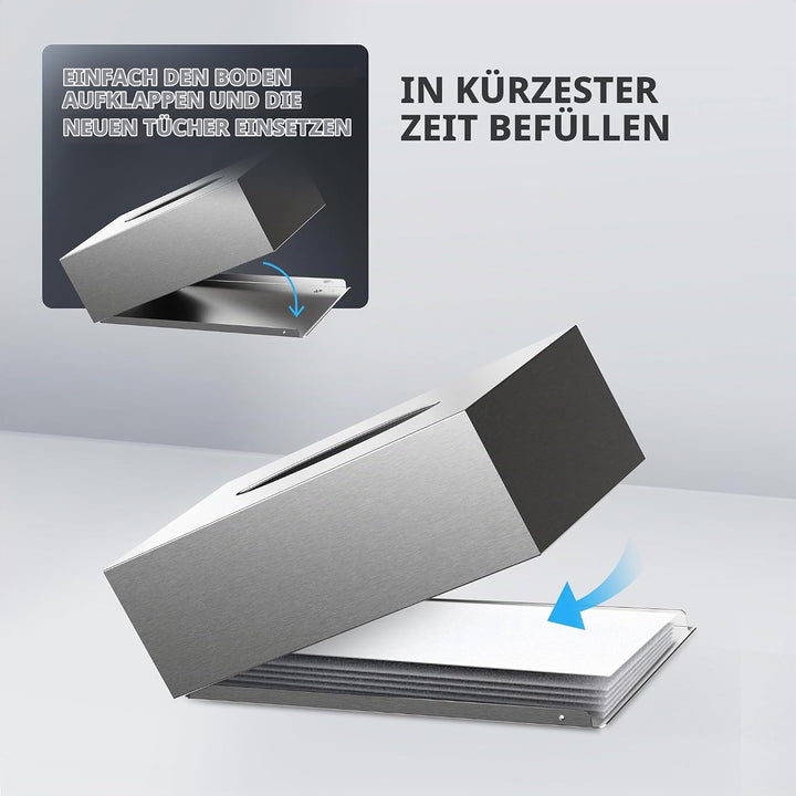ovimar Kosmetiktücher Box Fornaes | aus edlem Edelstahl | Silber | Taschentuchspender, Papierhandtuc