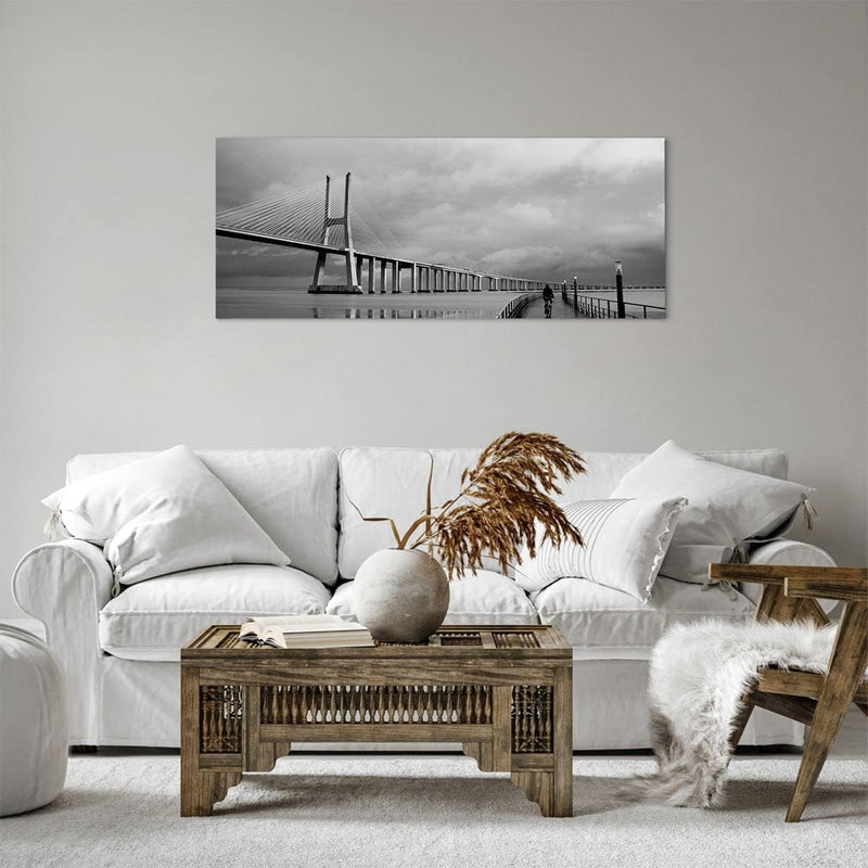 Bilder auf Leinwand 100x40cm Leinwandbild Architektur fahrrad lissabon tourismus Gross Wanddeko Bild