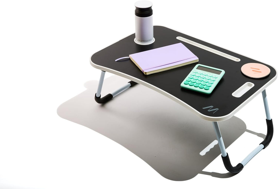 Smart Working Klapptisch aus Kunststoff und Metall, zusammenklappbar, mit Getränkehalter und Tablet-