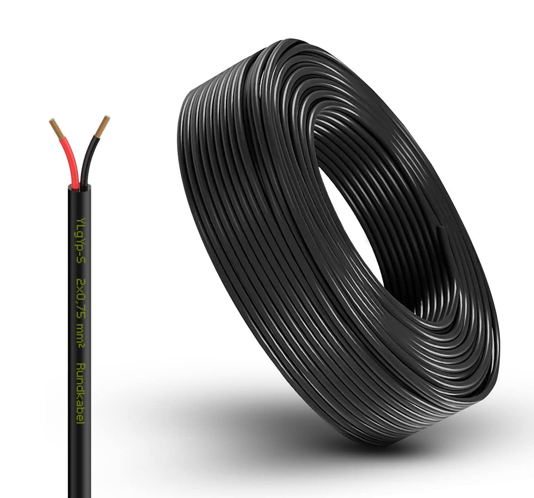 Fahrzeugleitung Anhängerkabel Rund oder Flach Kabel rot/schwarz 2x 0,75 1,0 1,5 mm² 2-adrig 6-24 Vol