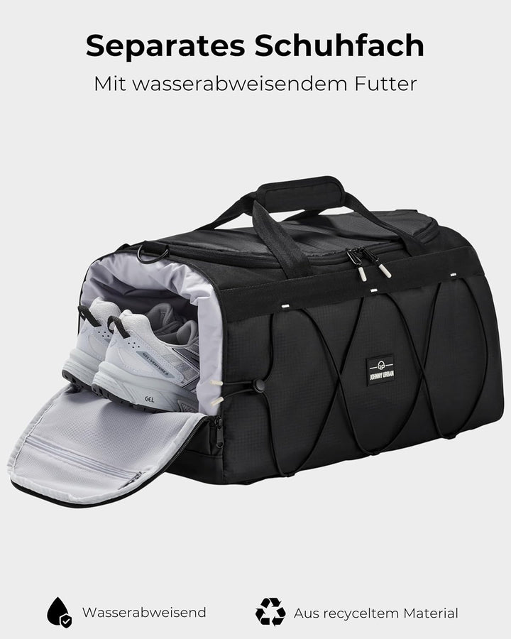 Johnny Urban Sporttasche Herren & Damen Schwarz - Shawn - 2 in 1 Tasche mit Rucksackfunktion für Rei