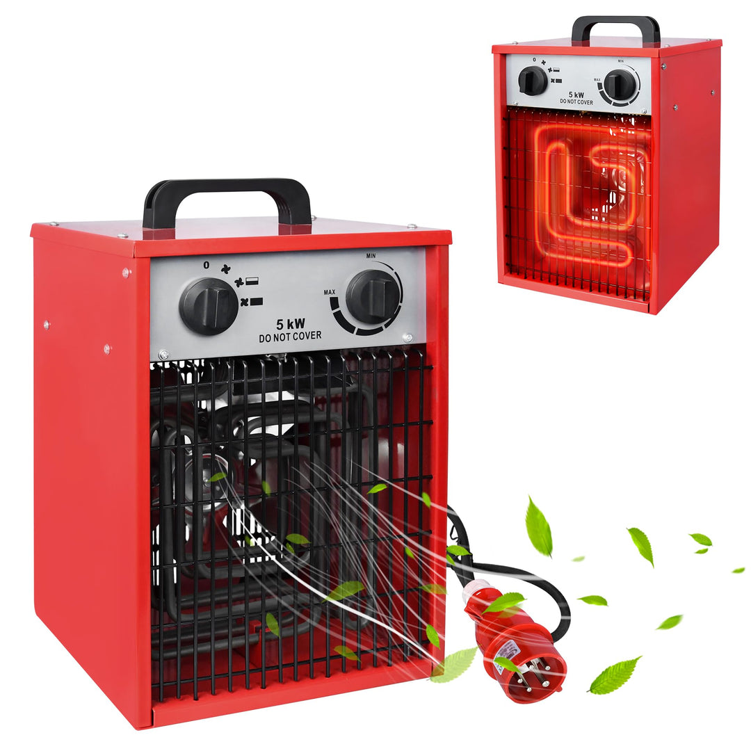 5 kW Elektrische Heizgeräte Heizlüfter mit 4 Einstellbarer Heizstufen Überlastschutz Garten Elektroh
