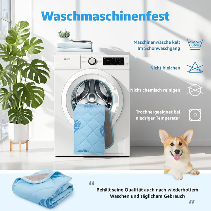 PICK FOR LIFE Kühlmatte Hund 70x55cm Waschbar, Selbstkühlende Eisseide Hundematte für Sommer, Kühlde