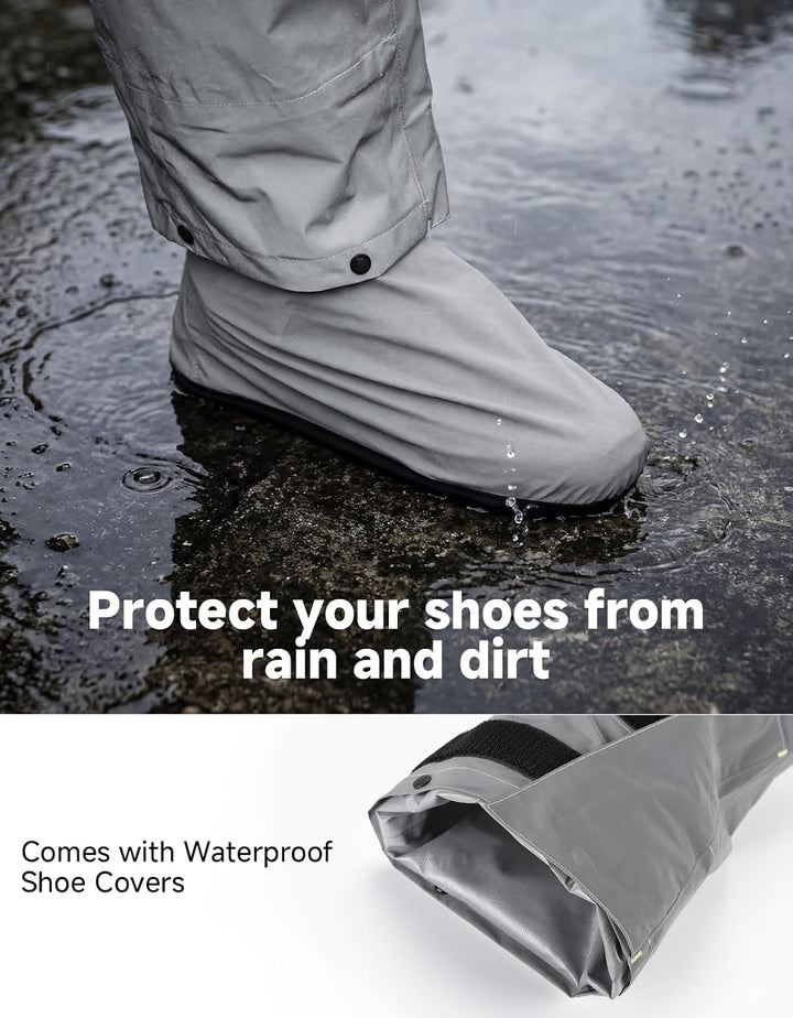 KEMIMOTO wasserdichte Regenhose für Herren, Leichte Winddichte Wanderhose mit Transportbeutel, Fahrr