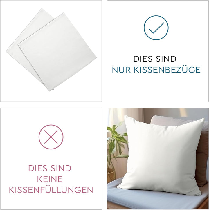 Encasa Homes Wurfkissenbezüge 40x40 cm - Blank Natürlich 10er-Packung mit unsichtbarem Reissverschlu