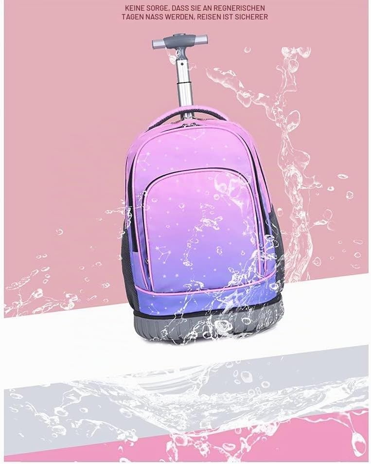 CONPHERON Trolley Rucksack mit Rollen Rolling Schultasche für Mädchen Jungen Schüler Kindergepäck Re