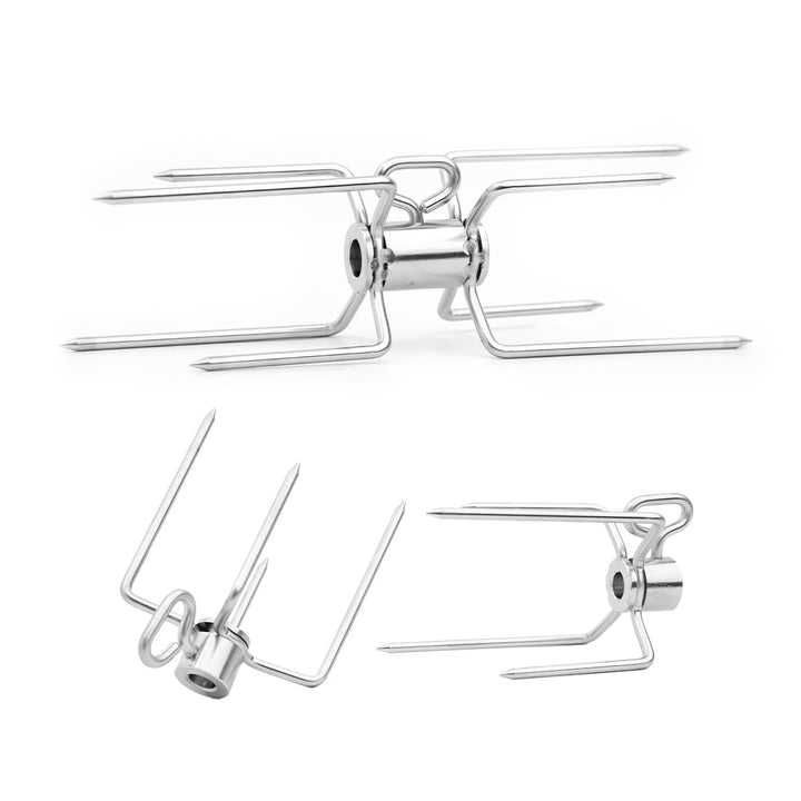 SANTOS Edelstahl Doppel-Fleischklammer & Fleischklammern Paket - für Drehspiesse mit Ø8-10mm -1x Vie