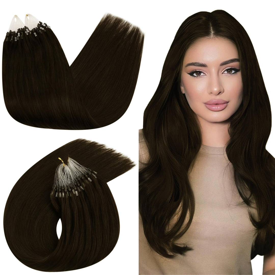 Microring Extensions Echthaar, Ugeat Dunkel Brown Micro Ring Extensions Echthaar Remy Hair Extension