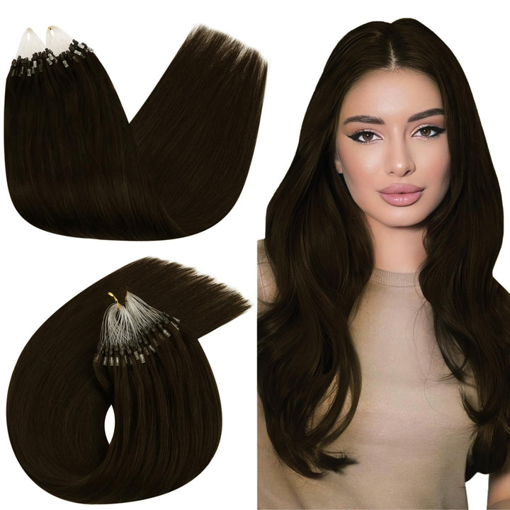 Microring Extensions Echthaar, Ugeat Dunkel Brown Micro Ring Extensions Echthaar Remy Hair Extension