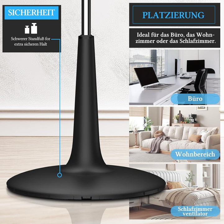 Taylor Swoden Standventilator Leise, 25dB DC Ventilator Leise mit Fernbedienung, 3258.6m³/h, 28 Gesc