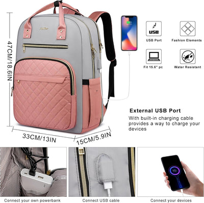 YAMTION Laptop Rucksack Damen,17.3 Zoll Schulrucksack Frauen Schultasche Mädchen Teenager Tagesrucks