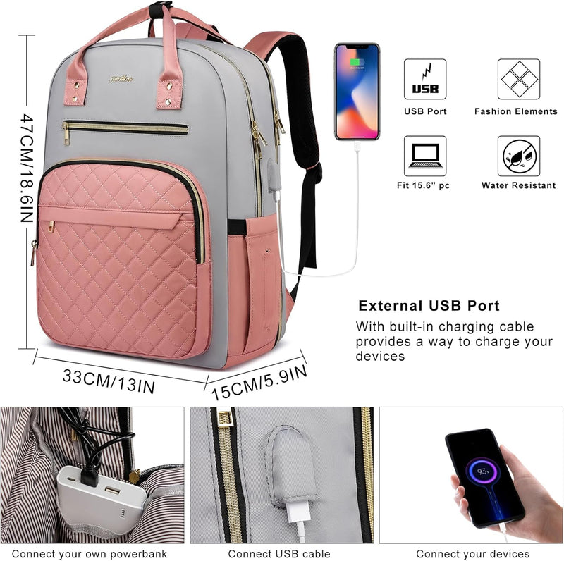 YAMTION Laptop Rucksack Damen,17.3 Zoll Schulrucksack Frauen Schultasche Mädchen Teenager Tagesrucks