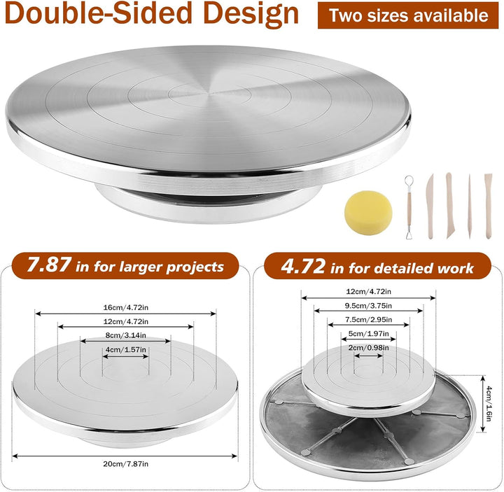 Homtone 20cm Drehbare Töpferscheibe mit Werkzeugset, Doppelseitiges Töpferrad, Aluminiumlegierung Ho