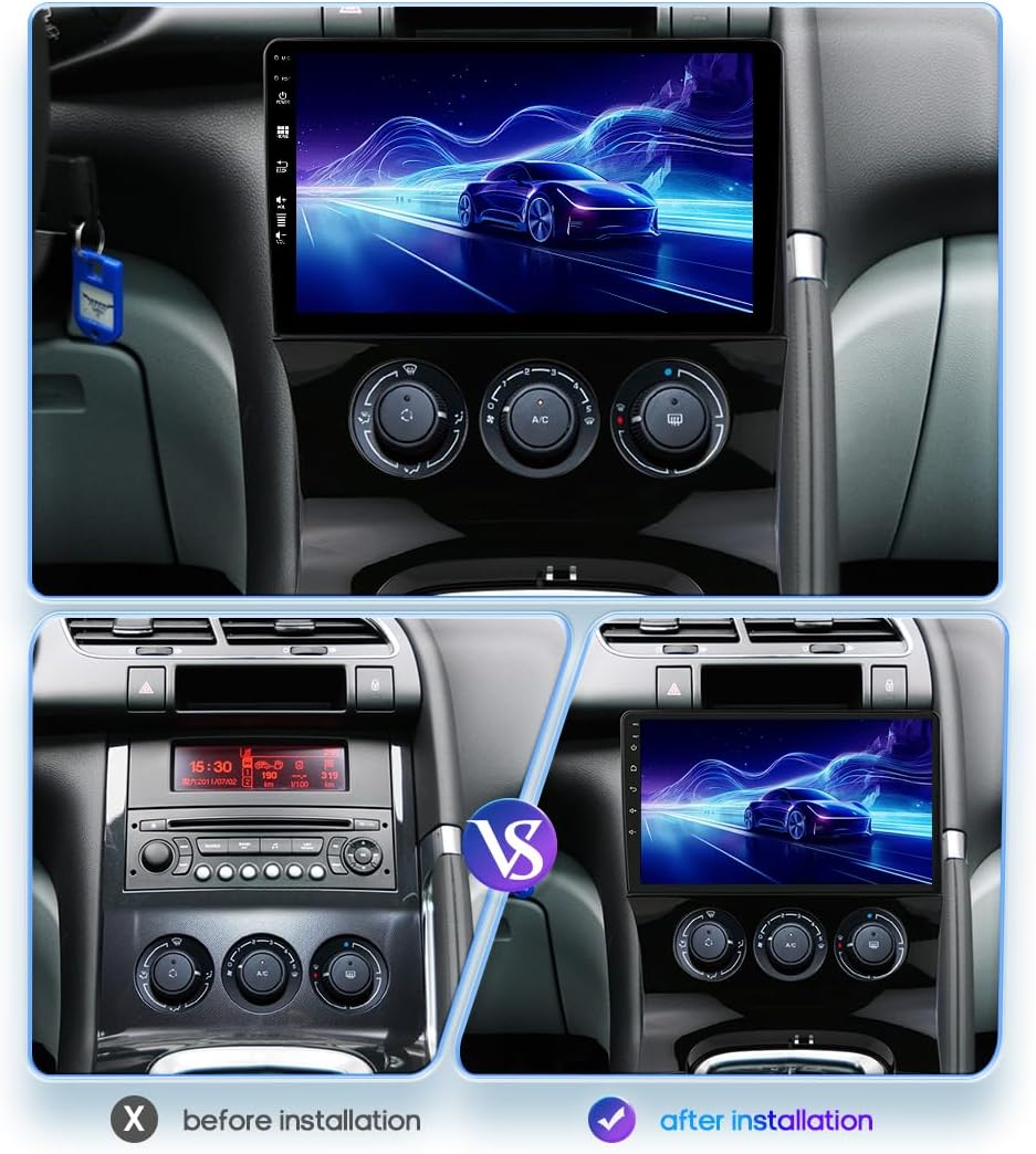 Android 12 IPS Autoradio Passt für Peugeot 3008/5008 (2009-2016) - 4G+64G - Eingebaut DSP/Carplay/An