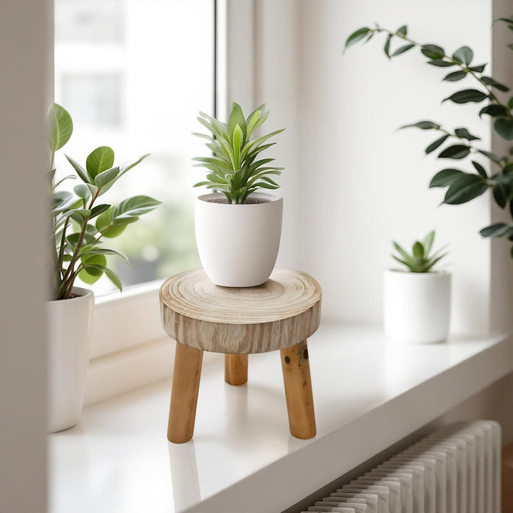 Spetebo Baumscheibe Blumenhocker rund natur Echtholz - 22 x 20 cm - Holz Dekohocker naturbelassen mi
