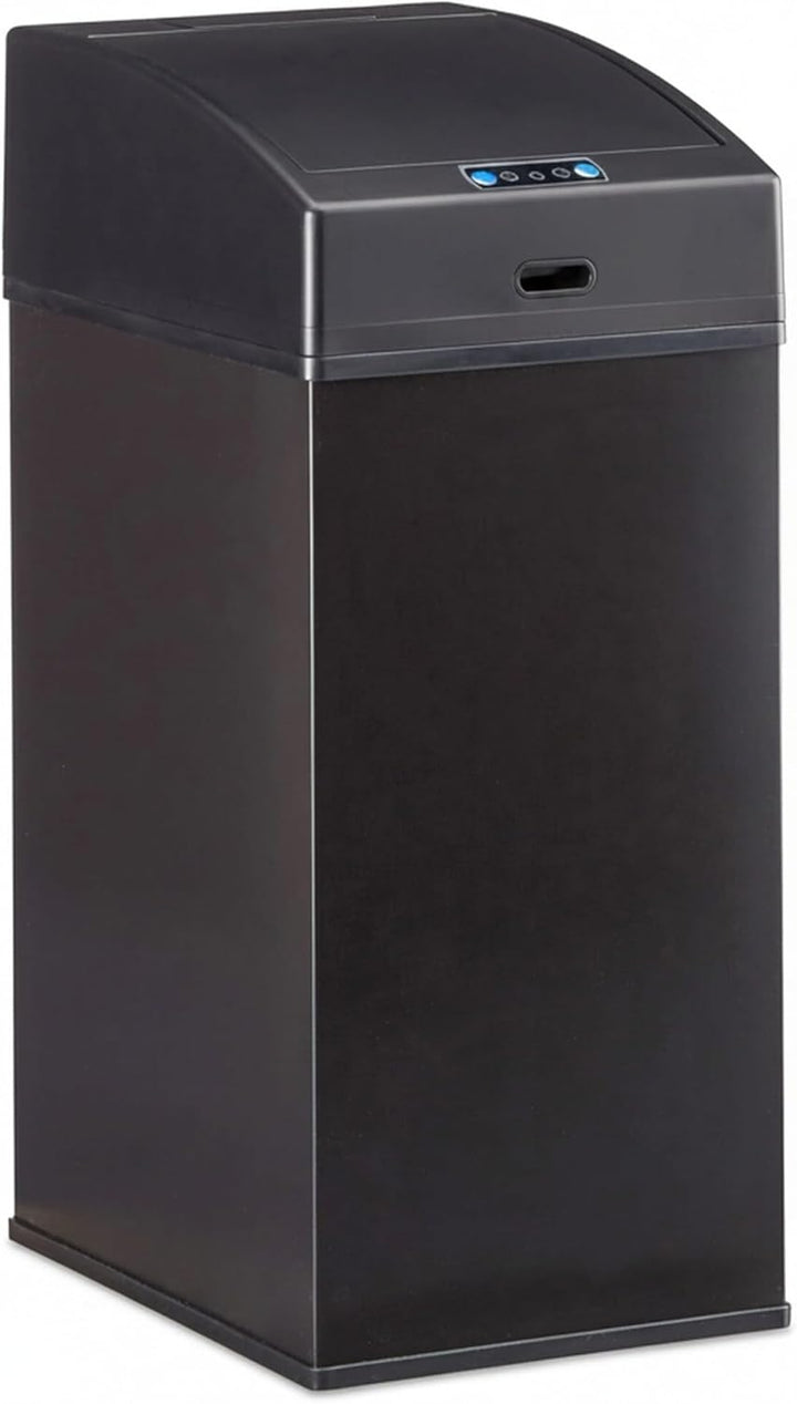 Relaxdays, schwarz Sensor Mülleimer, Automatikdeckel, Inneneimer mit Griff, hygienisch, 7 L, Stahl,
