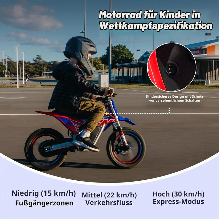 RFN SX-E350 36V Kinder Elektro Dirt Bike Elektromotorrad für Kinder 350W Motor 500W Spitzenleistung