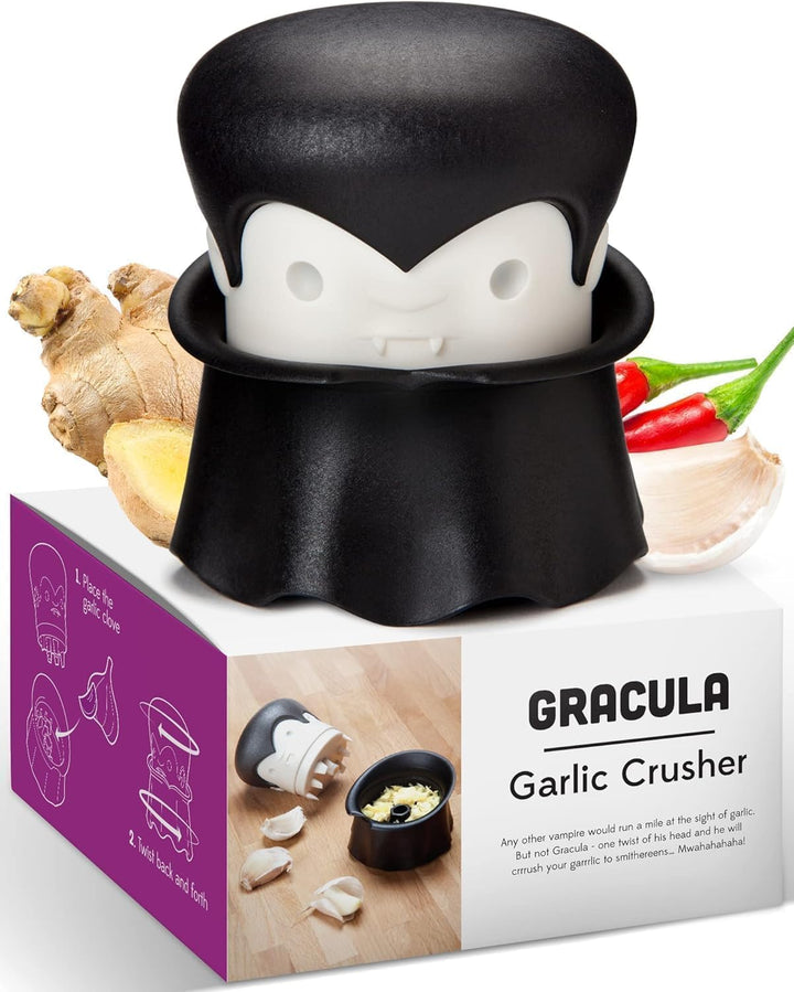 OTOTO Gracula Knoblauchschneider - Knoblauch Zerkleinerer & Schäler - Knoblauchpresse Dracula Leicht