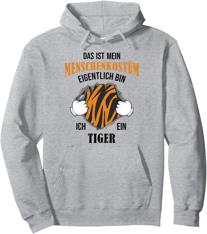 Tiger im Menschenkostüm lustiges Halloween Karneval Kostüm Pullover Hoodie
