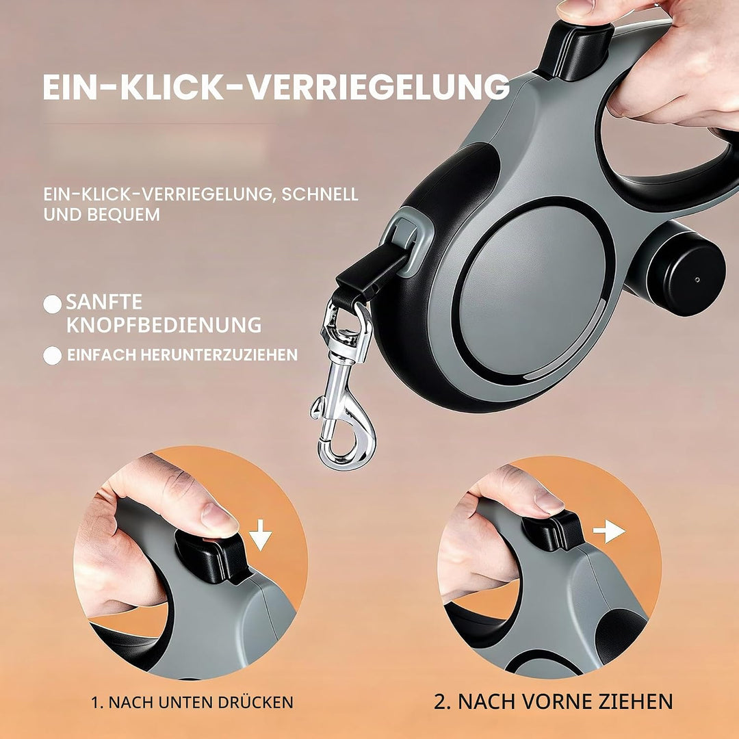 Angel Living Ausziehbare Hundeleine 360° Verwicklungsfrei, 8m Einziehbare Hundeleine mit Sicherer An