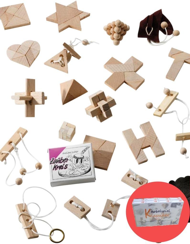 Knobelspiel Klassiker Sets - Diverse Mitgebsel - 16 Spiele einzeln verpackt incl Lösung Geduldspiele
