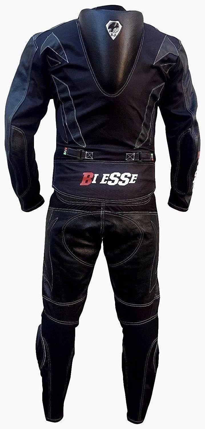 BI ESSE Motorradanzug für Erwachsene, aus Leder und Textil, 2-teilig, Jacke und Hose, verstellbar, m