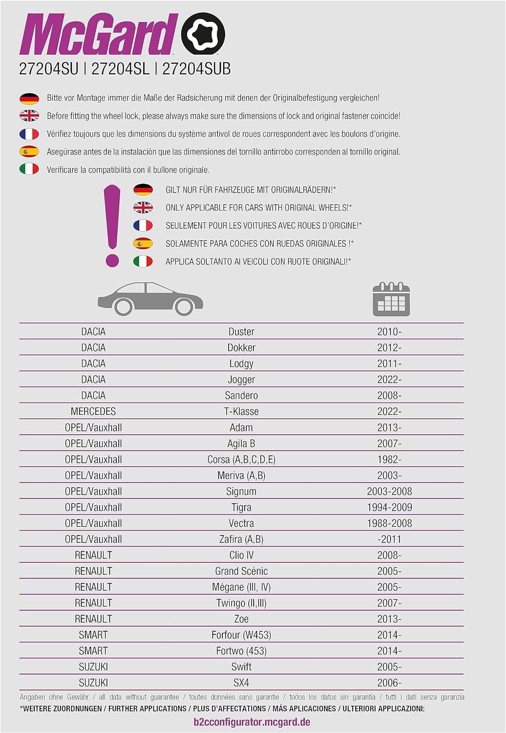 McGard Felgenschlossbolzen M12x1.50 - Kegelbund - Länge 22,1mm (17mm Kopf)