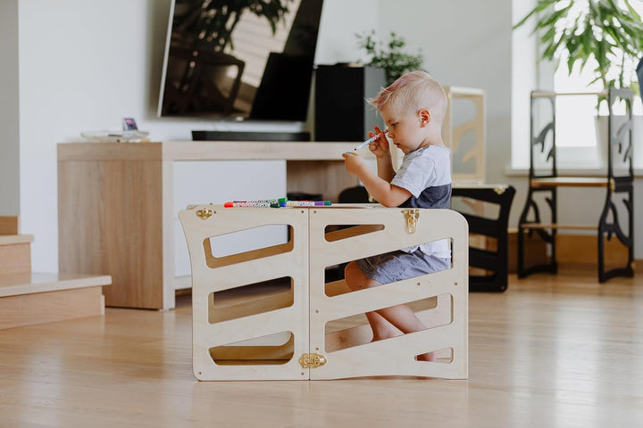 Kinder Lernturm 2 in 1 weisser Tritthocker Learning Tower Schreibtisch Montessori Möbel Küchenhelfer