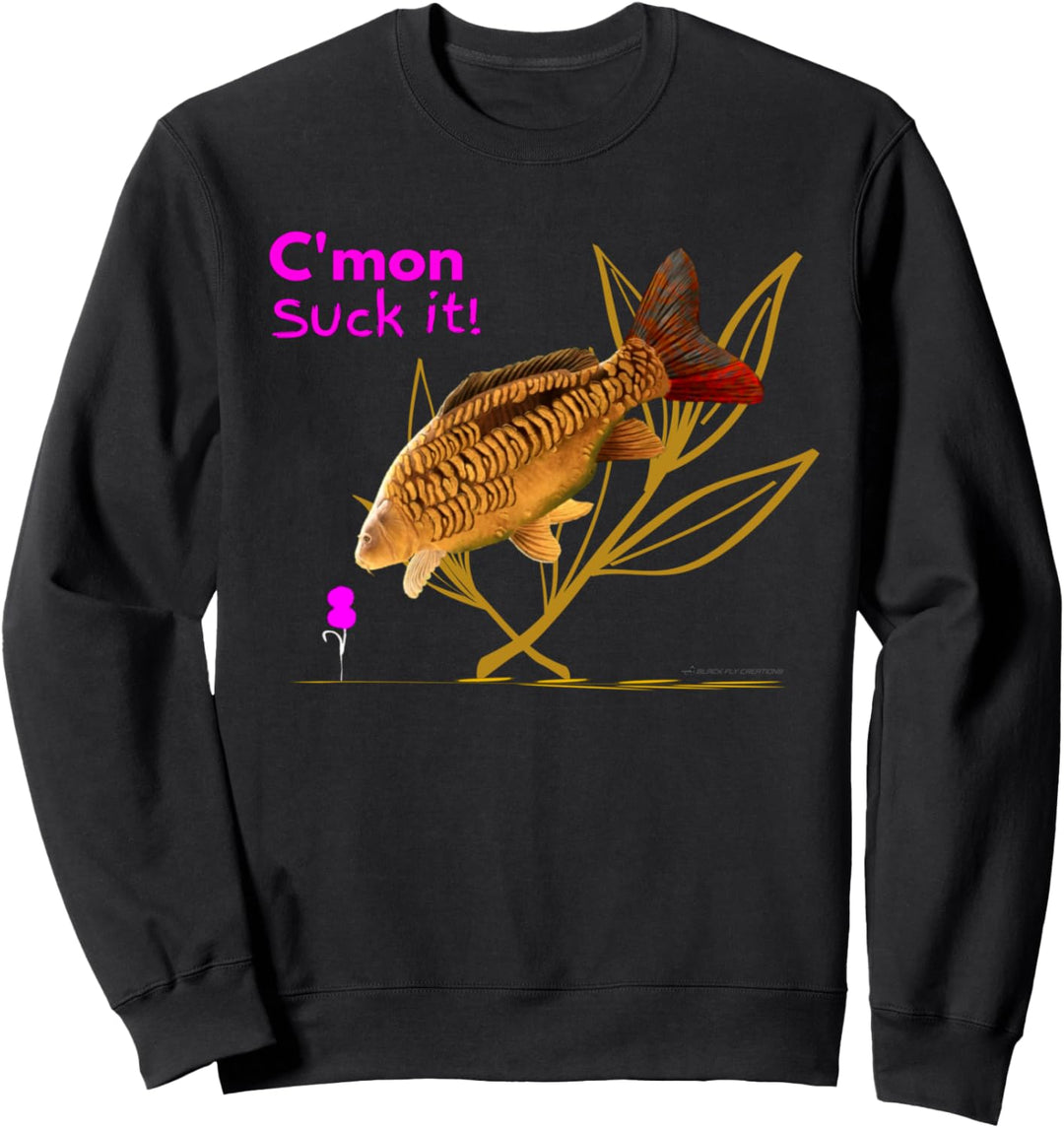 Black Fly Suck it Lustige Karpfenangeln Boilies Bait Koi Sweatshirt