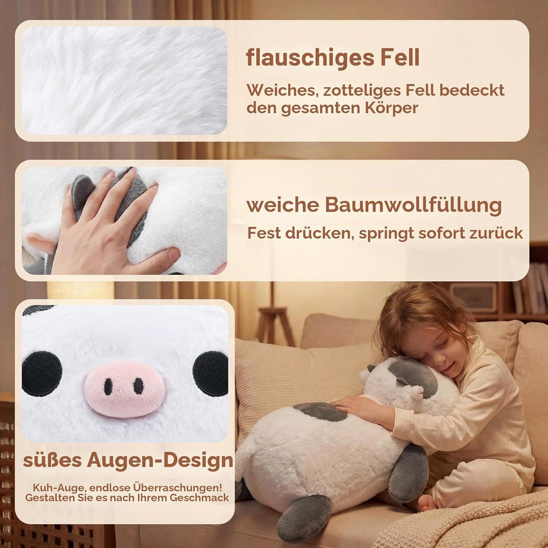 Mewaii Weighted Plüsch Grau Kuh Kuscheltier 58cm,1.8kg (4.0 lbs) Kawaii Plüschtiere für Kinder,Komfo