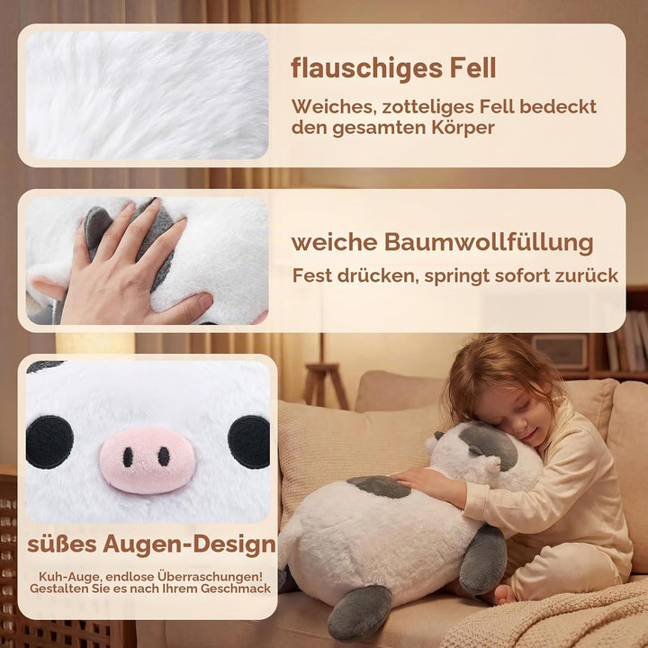 Mewaii Weighted Plüsch Grau Kuh Kuscheltier 58cm,1.8kg (4.0 lbs) Kawaii Plüschtiere für Kinder,Komfo