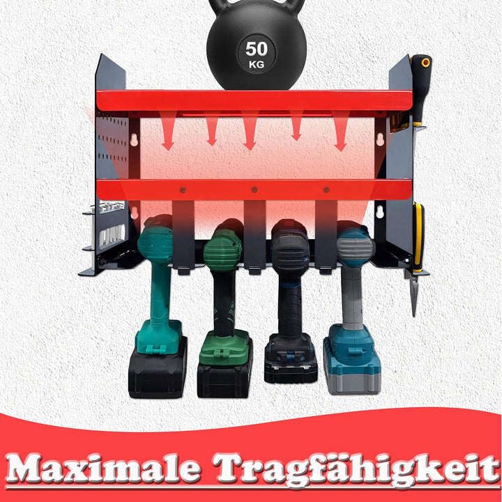 Werkzeug Wandhalterung für 4 Elektrowerkzeug Werkzeugregal 3 Ebenen Werkzeughalter Wand Werkzeugstän