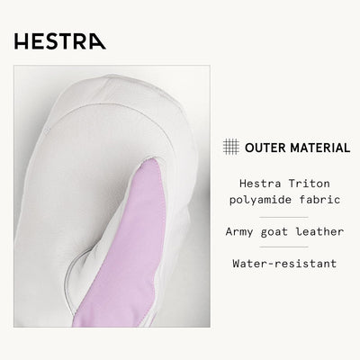 Hestra Heli Ski Damen-Handschuh, klassischer Leder-Schneefäustling zum Skifahren, Snowboarden und Be