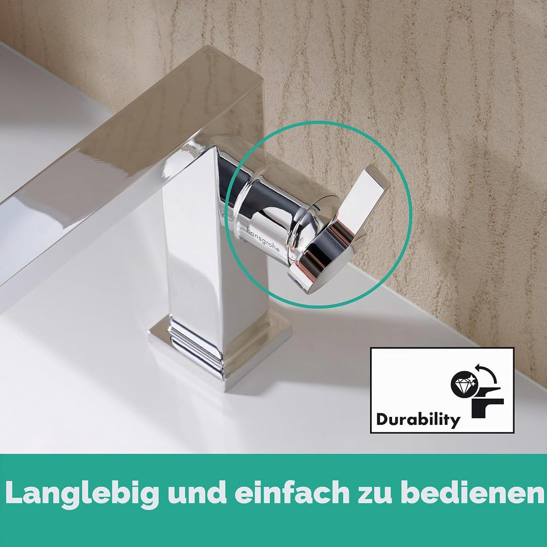hansgrohe Tecturis E - Waschtischarmatur mit Zugstangen-Ablauf, energiesparend (CoolStart), Wasserha