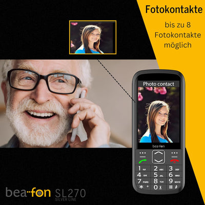 Beafon, SL270, Silverline, Tastentelefon, Seniorentelefon mit SOS Notruftaste, 3,5" Zoll (8,89cm) Di