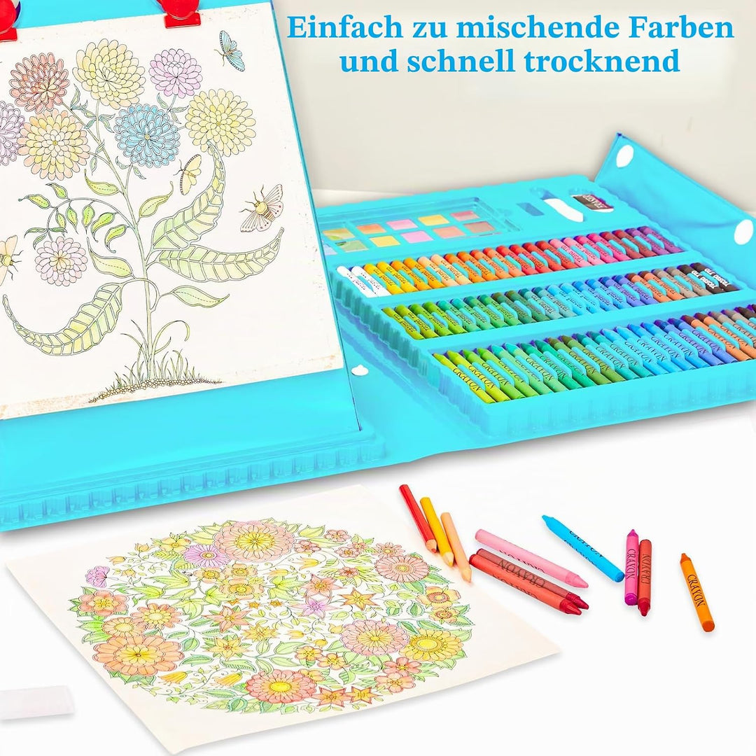 KINSPORY Premium Malkoffer Deluxe 290-teilig Malset für Kinder Anfänger Tolles Buntstifte Set, Wasse
