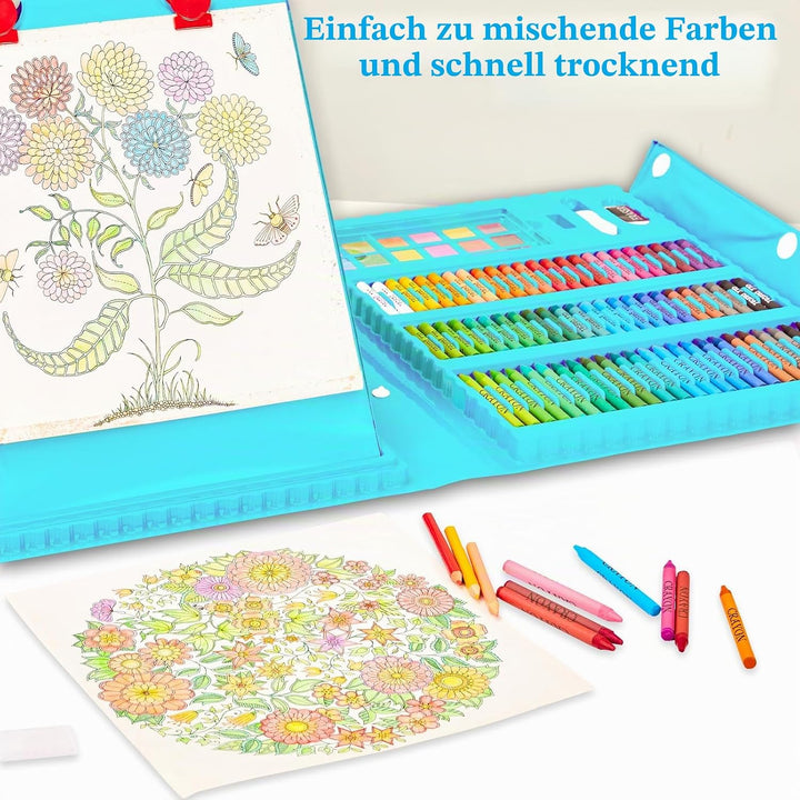 KINSPORY Premium Malkoffer Deluxe 290-teilig Malset für Kinder Anfänger Tolles Buntstifte Set, Wasse