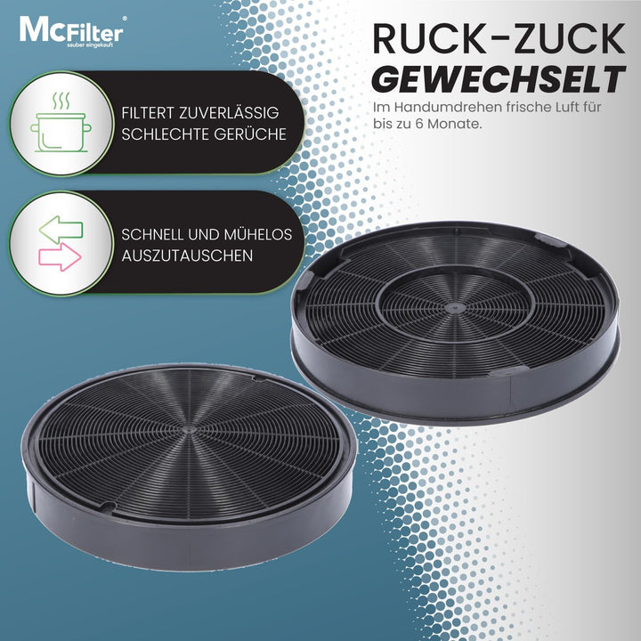 2x Aktivkohlefilter Ø 200mm, EFF62, 2er Set für Dunstabzugshaube geeignet für Kohlefilter Franke 112